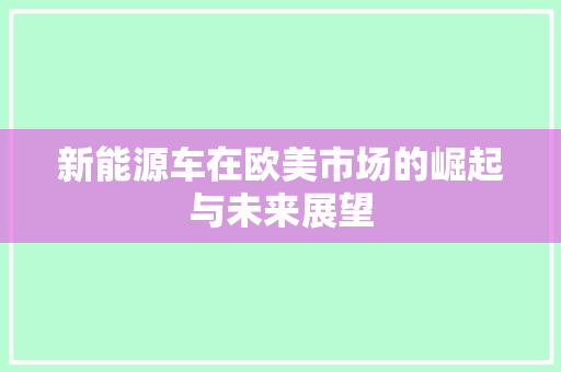 新能源车在欧美市场的崛起与未来展望