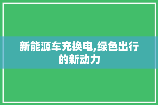 新能源车充换电,绿色出行的新动力