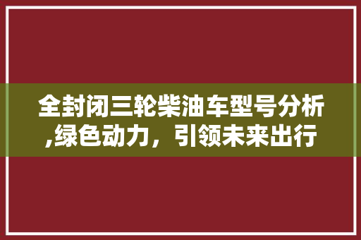 全封闭三轮柴油车型号分析,绿色动力，引领未来出行