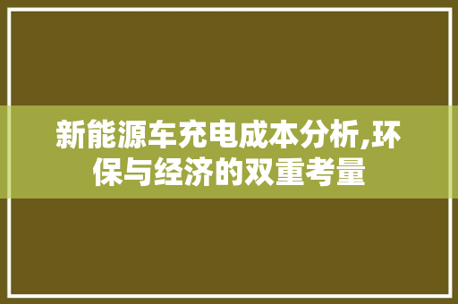 新能源车充电成本分析,环保与经济的双重考量