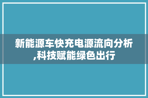 新能源车快充电源流向分析,科技赋能绿色出行