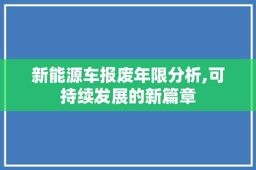新能源车报废年限分析,可持续发展的新篇章