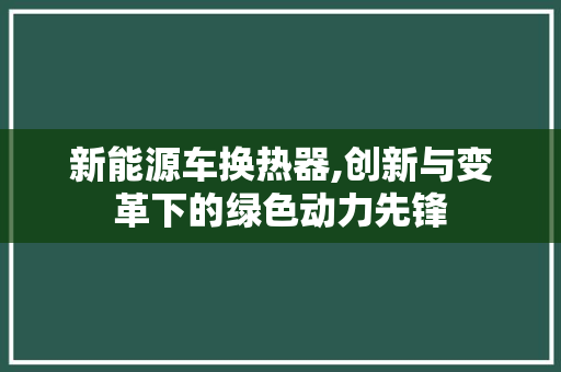 新能源车换热器,创新与变革下的绿色动力先锋