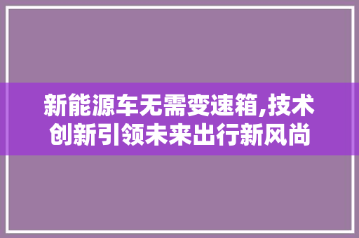 新能源车无需变速箱,技术创新引领未来出行新风尚