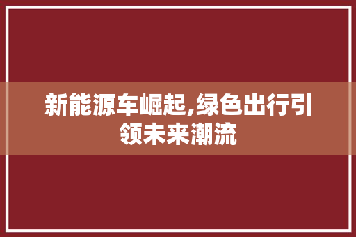 新能源车崛起,绿色出行引领未来潮流
