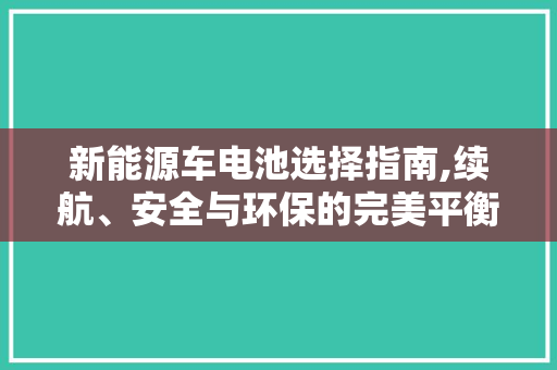 新能源车电池选择指南,续航、安全与环保的完美平衡