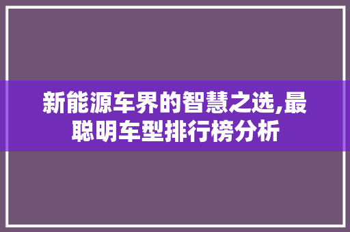 新能源车界的智慧之选,最聪明车型排行榜分析