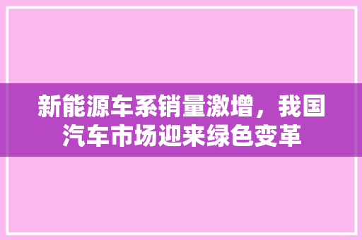 新能源车系销量激增，我国汽车市场迎来绿色变革