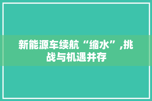 新能源车续航“缩水”,挑战与机遇并存