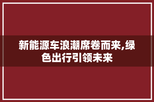 新能源车浪潮席卷而来,绿色出行引领未来