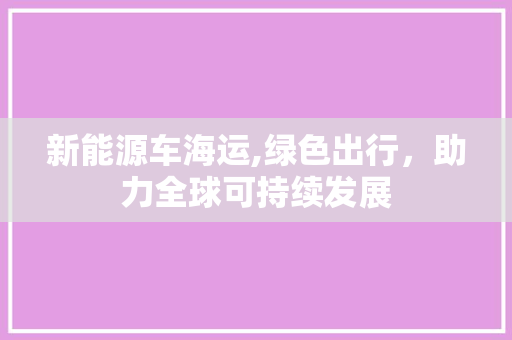 新能源车海运,绿色出行，助力全球可持续发展