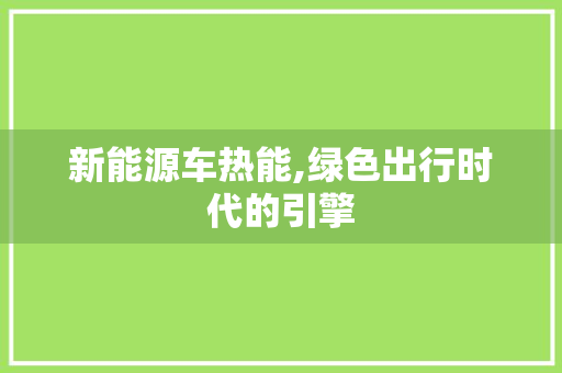 新能源车热能,绿色出行时代的引擎