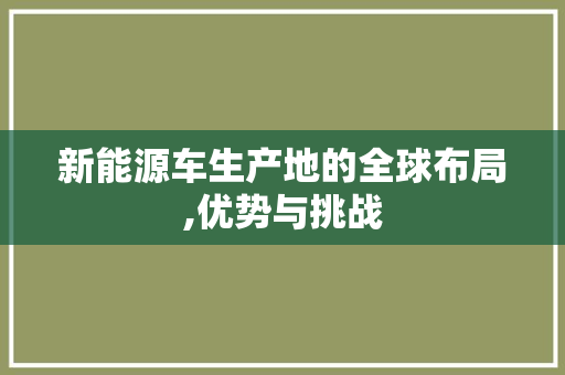 新能源车生产地的全球布局,优势与挑战
