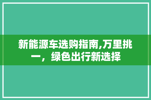 新能源车选购指南,万里挑一，绿色出行新选择