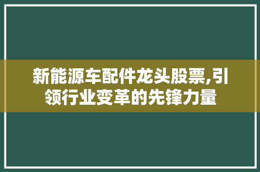新能源车配件龙头股票,引领行业变革的先锋力量
