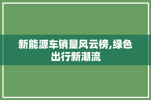 新能源车销量风云榜,绿色出行新潮流