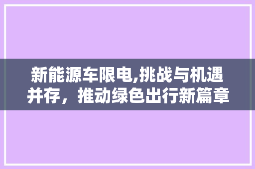 新能源车限电,挑战与机遇并存，推动绿色出行新篇章
