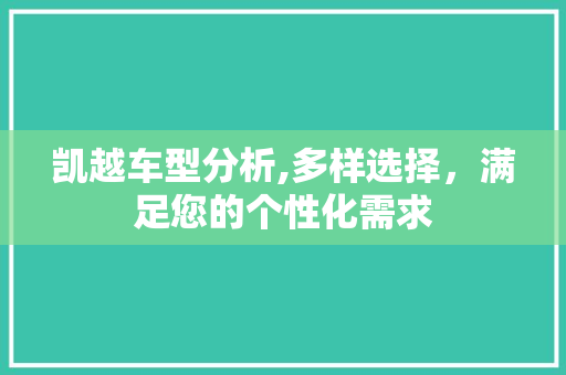 凯越车型分析,多样选择，满足您的个性化需求