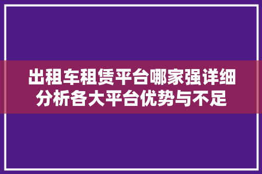 出租车租赁平台哪家强详细分析各大平台优势与不足