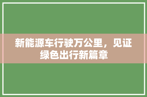 新能源车行驶万公里，见证绿色出行新篇章