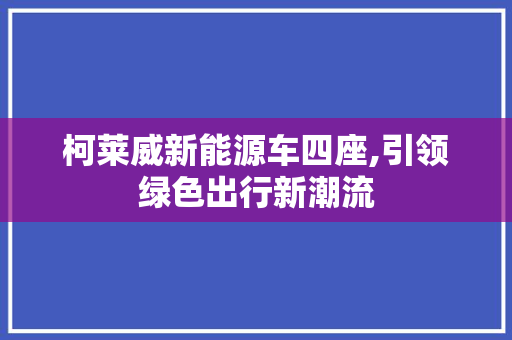 柯莱威新能源车四座,引领绿色出行新潮流