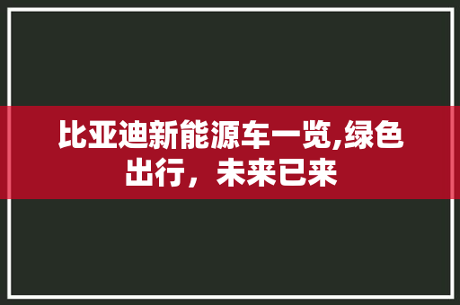 比亚迪新能源车一览,绿色出行，未来已来