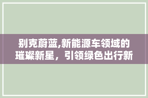 别克蔚蓝,新能源车领域的璀璨新星，引领绿色出行新潮流