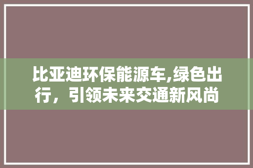 比亚迪环保能源车,绿色出行，引领未来交通新风尚
