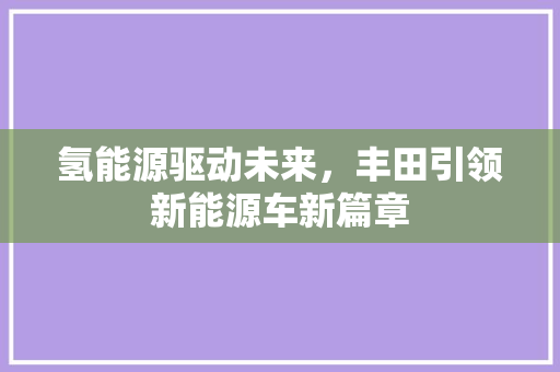 氢能源驱动未来，丰田引领新能源车新篇章