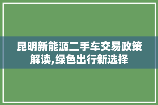 昆明新能源二手车交易政策解读,绿色出行新选择