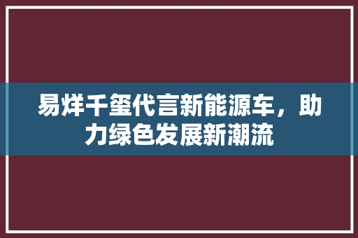 易烊千玺代言新能源车，助力绿色发展新潮流