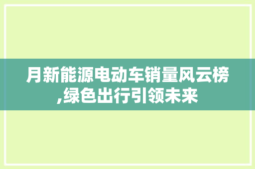 月新能源电动车销量风云榜,绿色出行引领未来