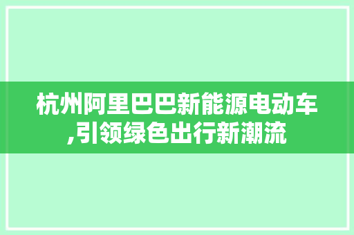杭州阿里巴巴新能源电动车,引领绿色出行新潮流