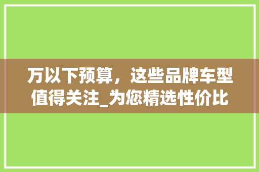 万以下预算，这些品牌车型值得关注_为您精选性价比之选