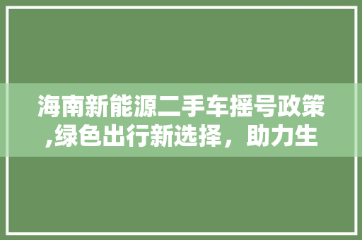 海南新能源二手车摇号政策,绿色出行新选择，助力生态文明建设