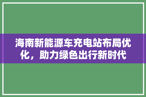 海南新能源车充电站布局优化，助力绿色出行新时代