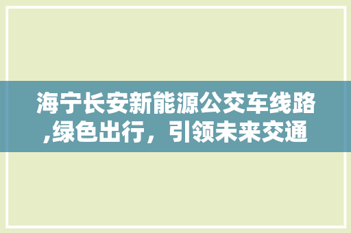 海宁长安新能源公交车线路,绿色出行，引领未来交通新风尚