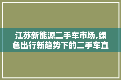 江苏新能源二手车市场,绿色出行新趋势下的二手车直播盛宴