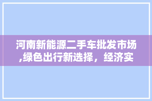 河南新能源二手车批发市场,绿色出行新选择，经济实惠显优势