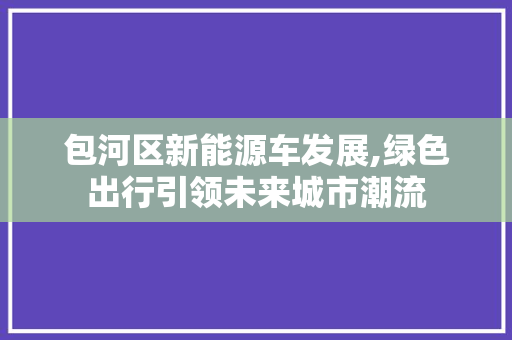 包河区新能源车发展,绿色出行引领未来城市潮流