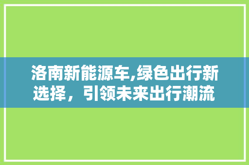 洛南新能源车,绿色出行新选择，引领未来出行潮流