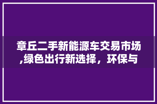 章丘二手新能源车交易市场,绿色出行新选择，环保与经济双赢