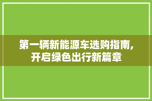 第一辆新能源车选购指南,开启绿色出行新篇章
