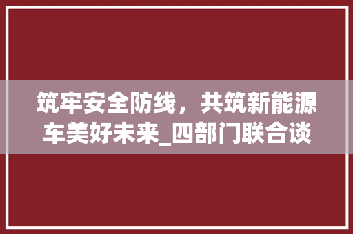 筑牢安全防线，共筑新能源车美好未来_四部门联合谈新能源车安全