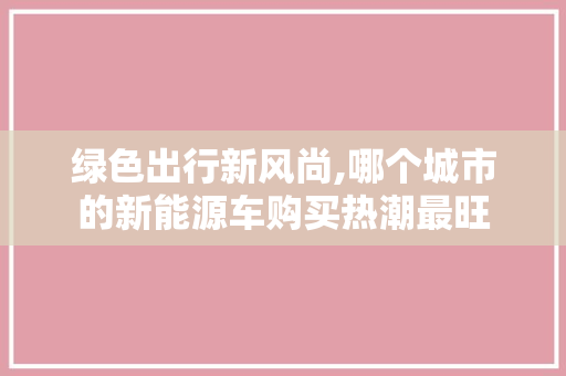 绿色出行新风尚,哪个城市的新能源车购买热潮最旺