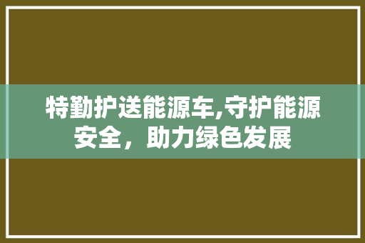 特勤护送能源车,守护能源安全，助力绿色发展