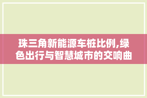 珠三角新能源车桩比例,绿色出行与智慧城市的交响曲