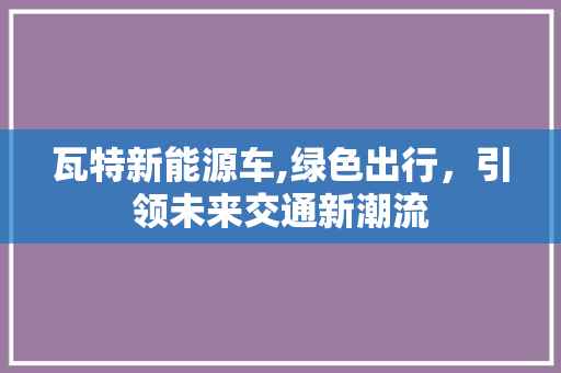 瓦特新能源车,绿色出行，引领未来交通新潮流