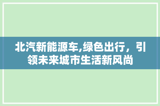 北汽新能源车,绿色出行，引领未来城市生活新风尚