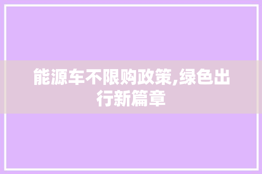 能源车不限购政策,绿色出行新篇章